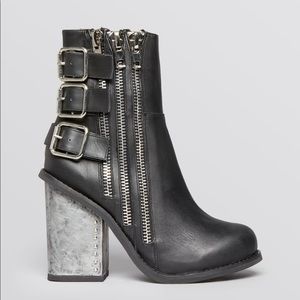 Jeffrey Campbell Lowery Moto Boots Metal Heel